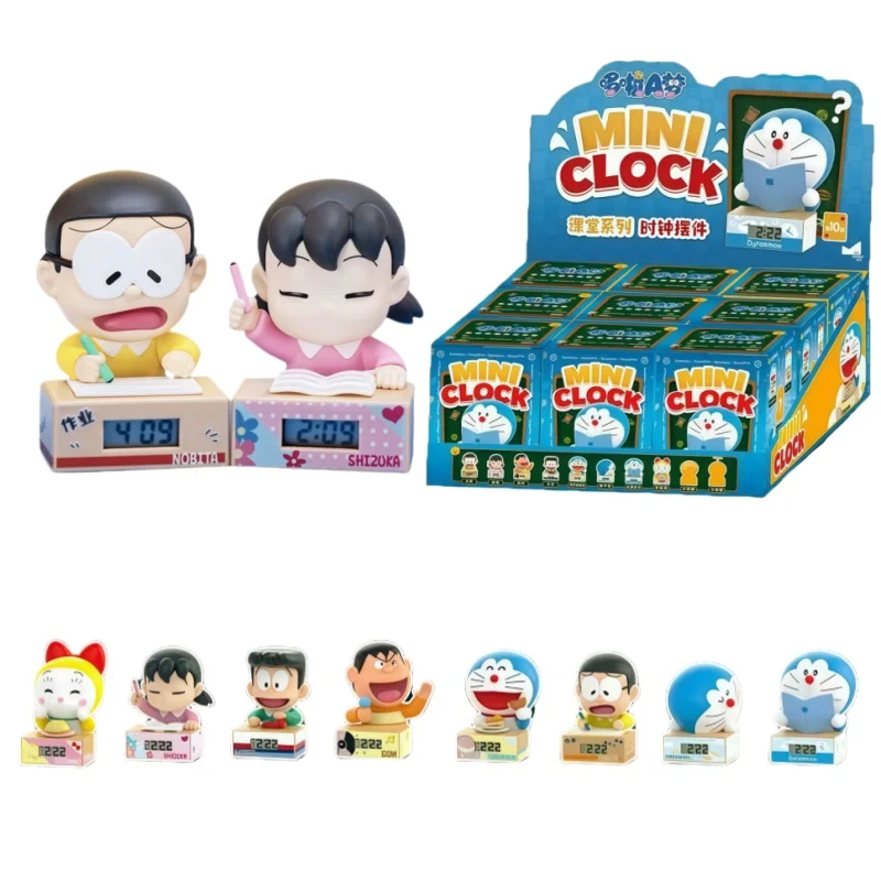 

Original Doraemon Mini Clock Blind Box Series Cute Cartoon Figure Toys Nobita Shizuka Big G Honekawa Suneo Desktop Ornament Gift