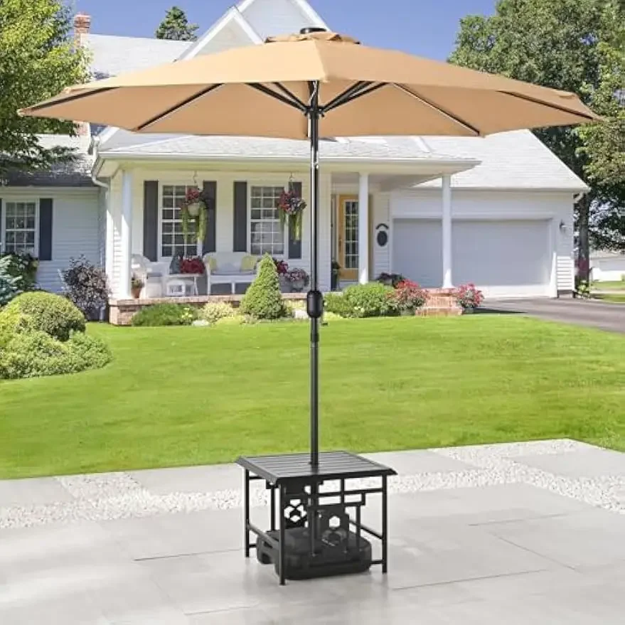 

Patio Umbrella Table Stand with Umbrella Hole, Outdoor Table Base Only Garden