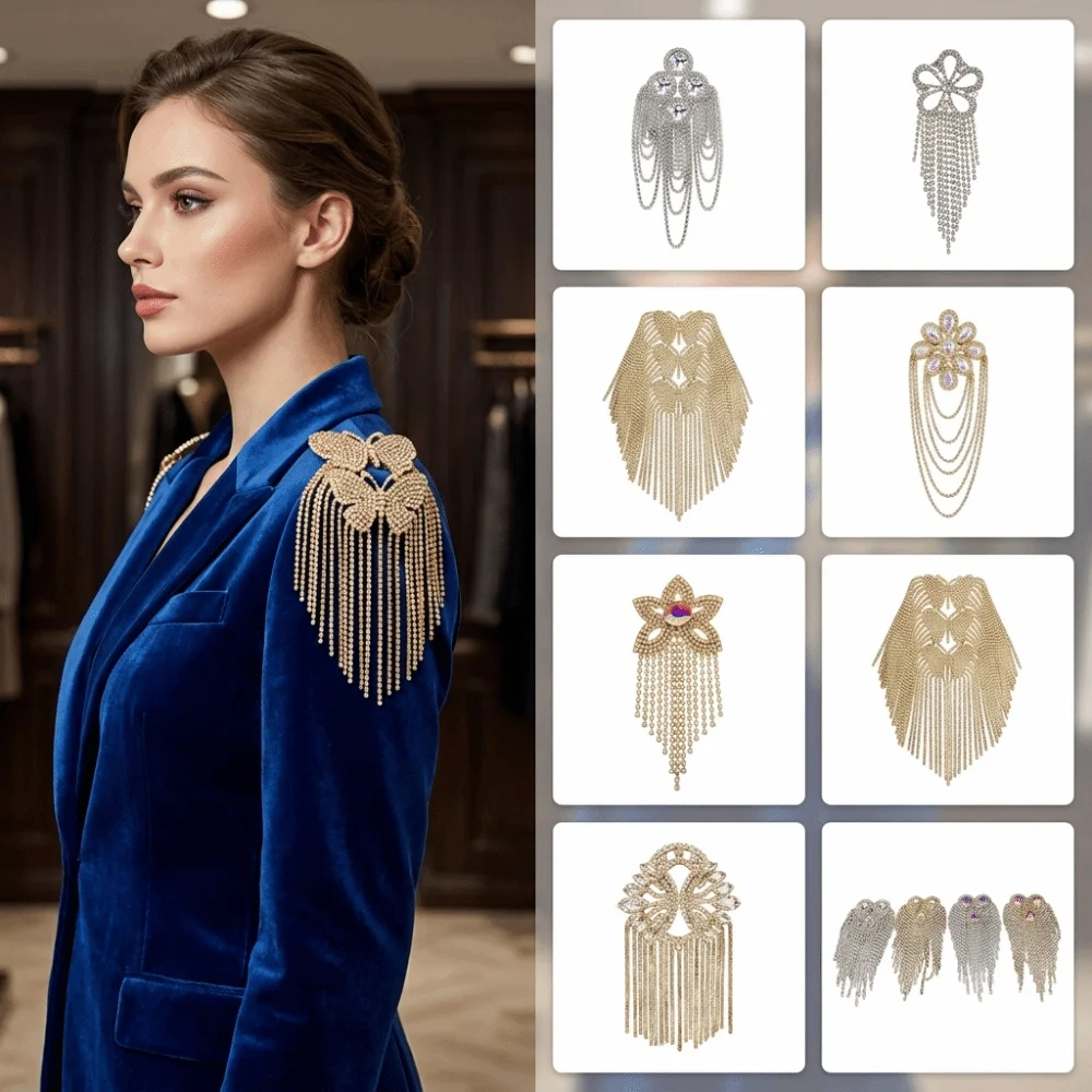 Rhinestone Shoulder Epaulets Sparkly AB Crystal Exaggerated Shoulder Ornament Fringe Lightweight Shoulder Applique Evening Dress