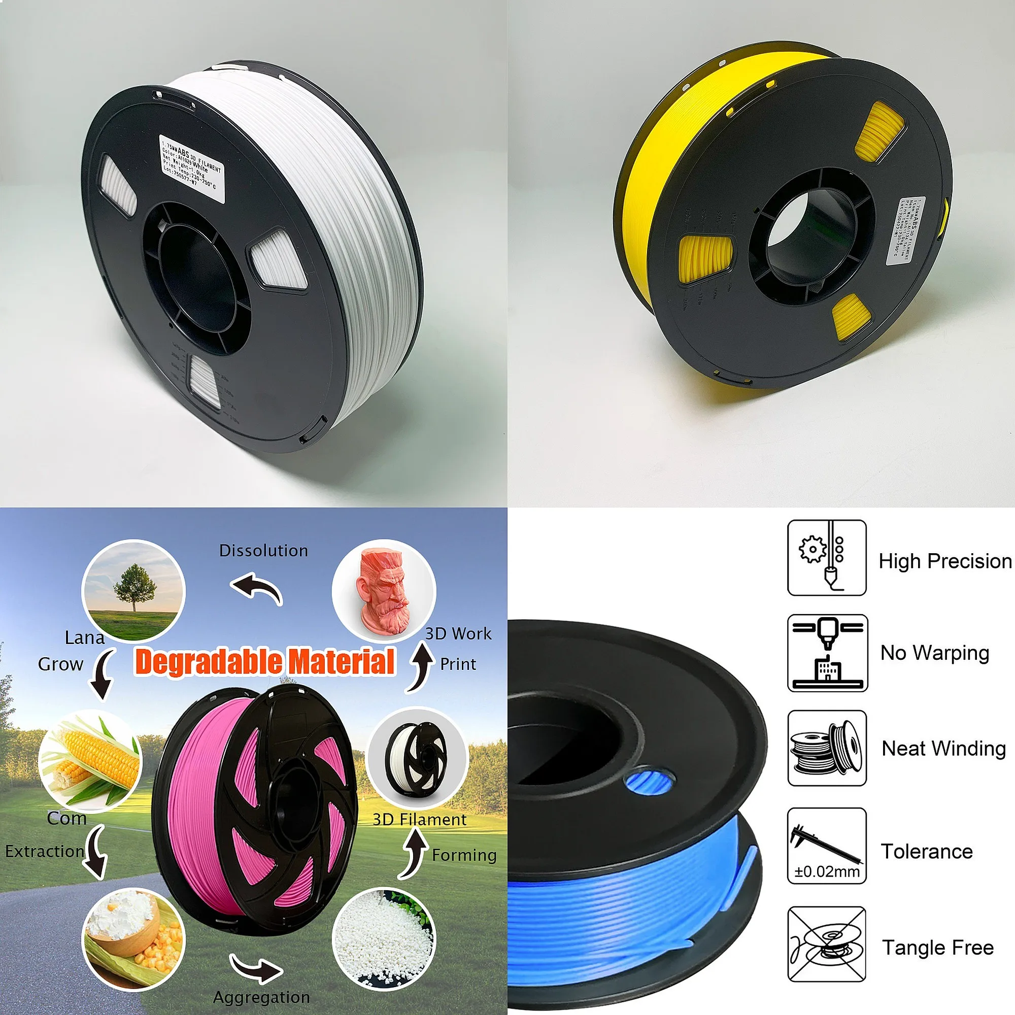 3D PLA Plus FDM Filament 1.75mm 1kg High Precision No Bubble OEM Service for FDM 3D Printers/Pens Toughness
