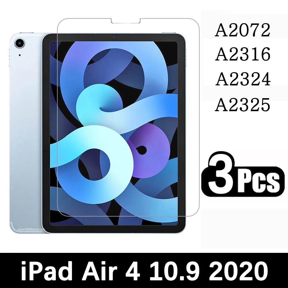 

(3 Packs) Tempered Glass For Apple iPad Air 4 10.9 2020 A2072 A2316 A2324 A2325 Full Coverage Screen Protector Tablet Film