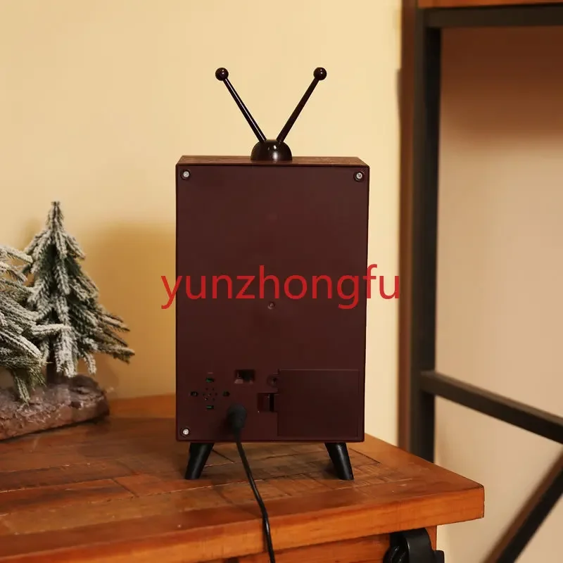 Ornamen TV rumah bercahaya, hiasan rumah versi mini retro musik salju