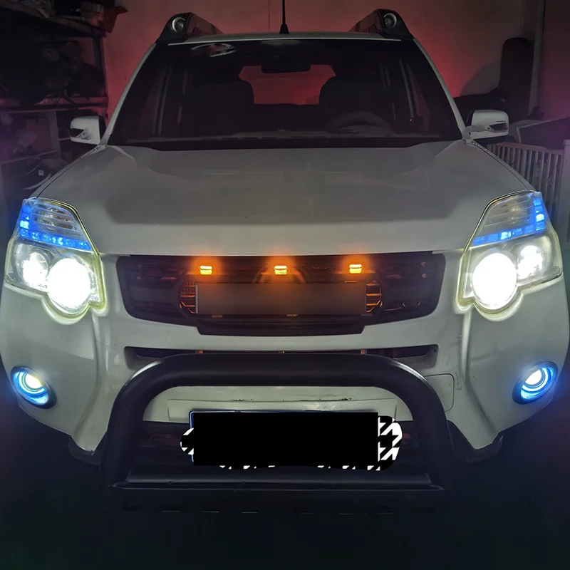 Car Front Bumper Grill with lights for Nissan X-trail Rogue 2012-2014 modified Grille Mask Radiator Body kit Car Accessories