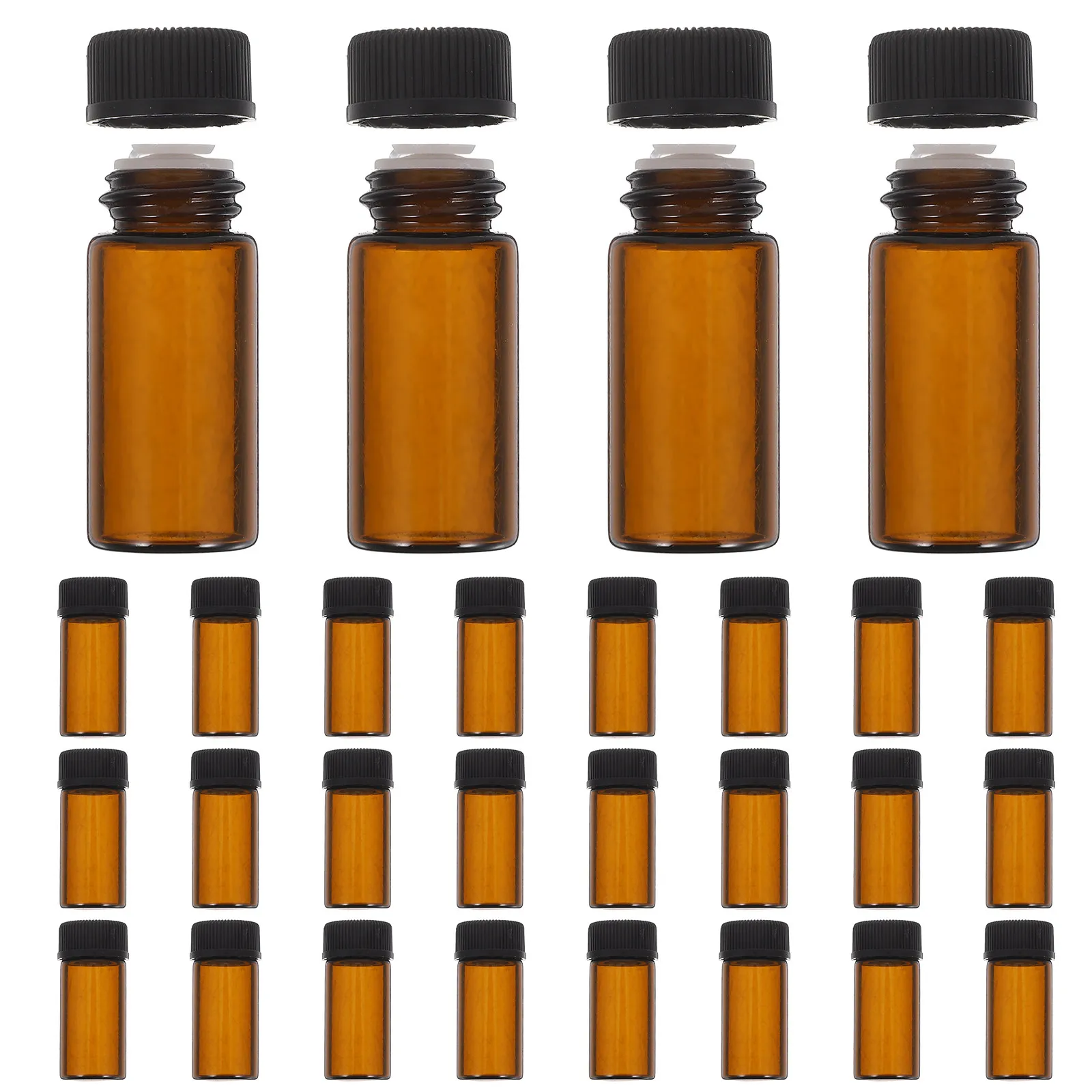 100Pcs Small Glass Sample Vials 3Ml Brown Essential Oil Dropper Bottles Reusable Secure Seal for DIY Fragrance Storage