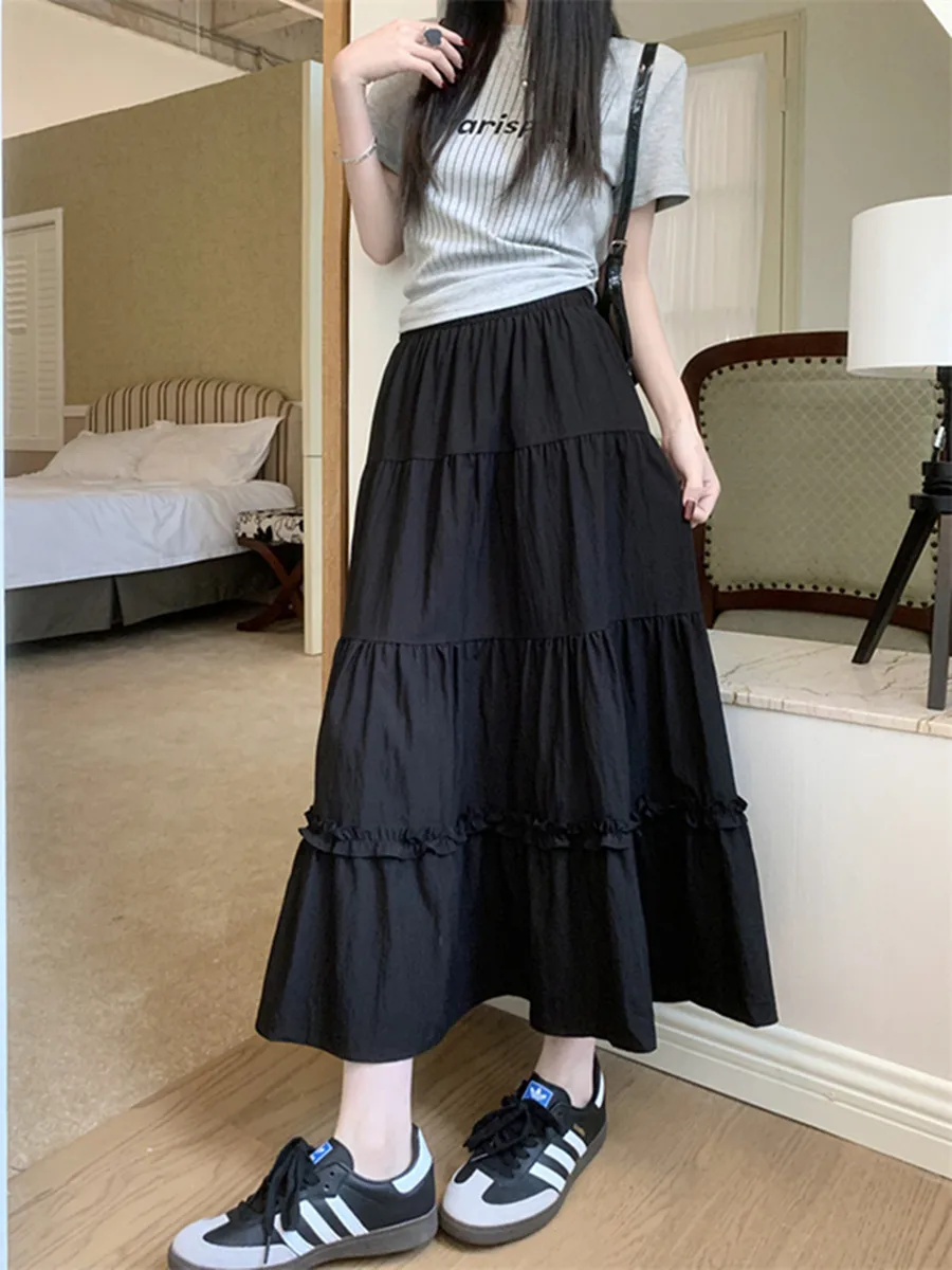 Bijpassende chique witte damesrok, lieve taartrok voor meisjes, elastische taille, een lijn, halflange flare rok