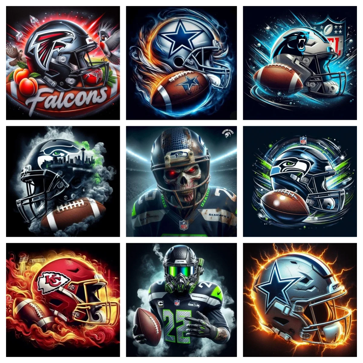 

Cool Football Helmet 5D DIY Diamond Painting Modern Football Poster Handmade Square Diamond Embroidery Sports Home Decor