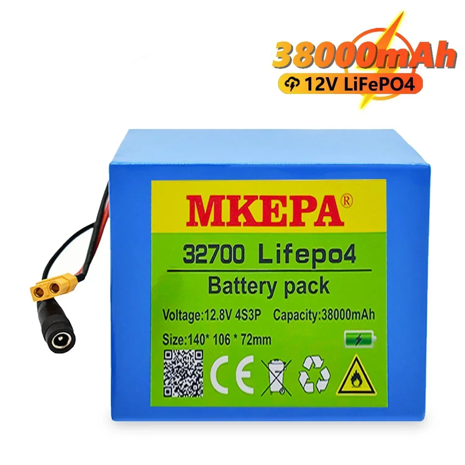 32700 Lifepo4 Battery Pack 4S3P 12.8V 38000mAh 4S 40A 100A Balanced BMS for Electric Boat and Uninterrupted Power Supply 12V