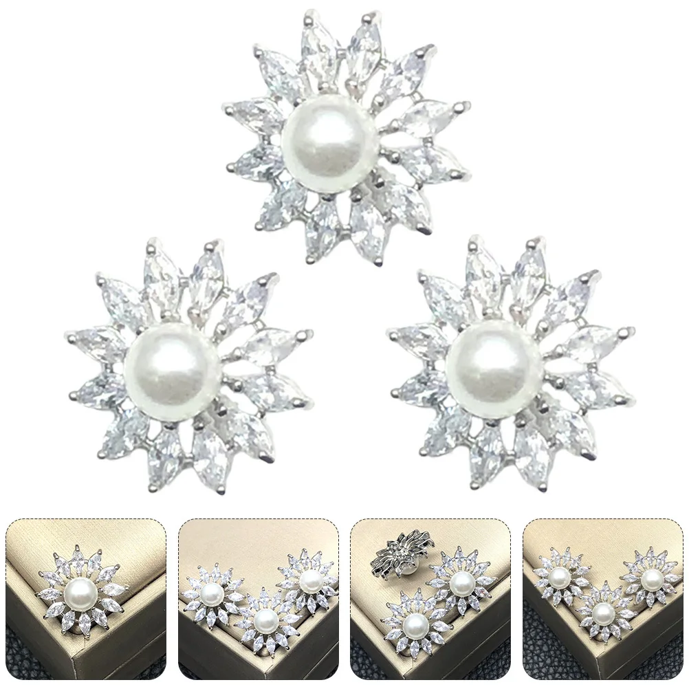 3Pcs Zirconium Alloy Button Round Versatile Decorative Buttons DIY Dress Shirt Sewing Crafts Button DIY Crafts Buttons