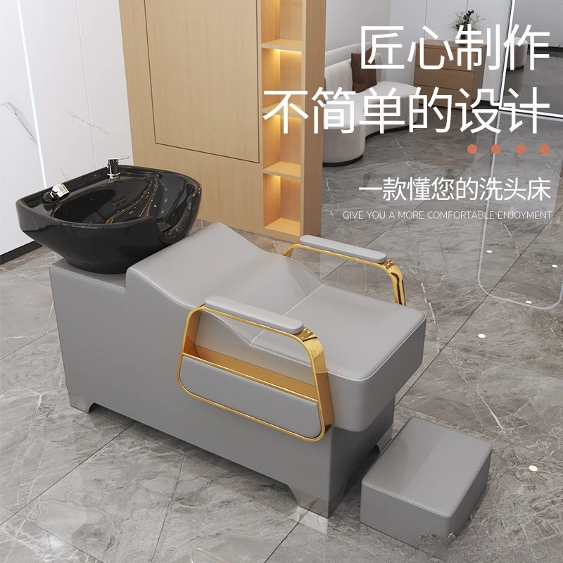 High-end hair salon ceramic flush bed Internet celebrity half lying barber shop shampoo bed simple hair salon
