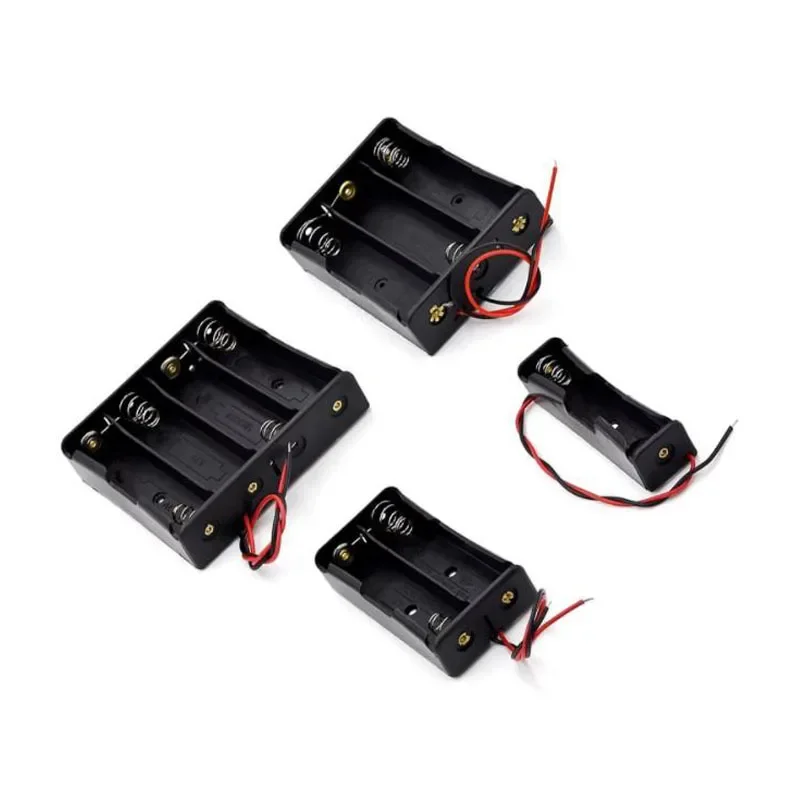 Black Plastic DIY Battery Storage Case Clip Holder Container 1X 2X 3X 4X 18650 Battery Storage Box Case Wire Lead Pin