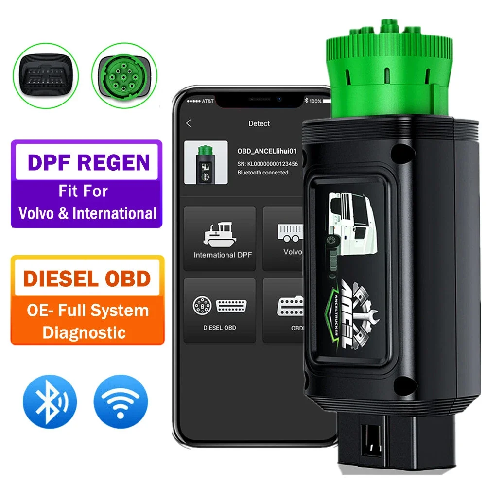 

ANCEL HD120 Bluetooth Heavy Duty Truck Scanner DPF Regen All System Diesel Truck Scan Diagnostic Tool for Volvo International