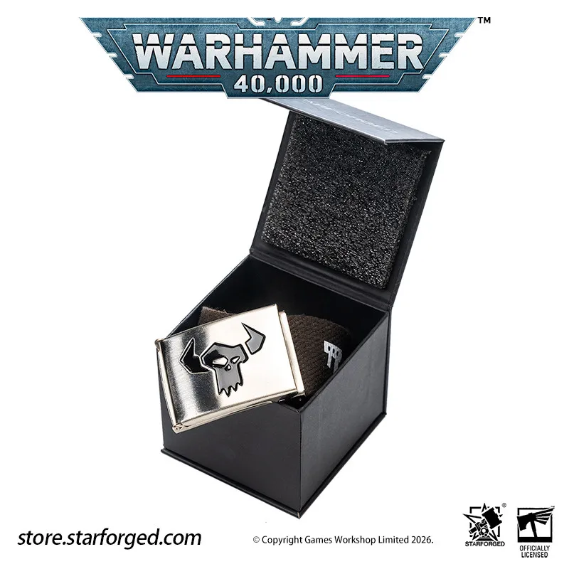 Cinturón de Lona para Hombre Starforged, Original de Warhammer 40K, Hebilla Automática Negra Creativa, Cinturón Decorativo para Ocio al Aire Libre