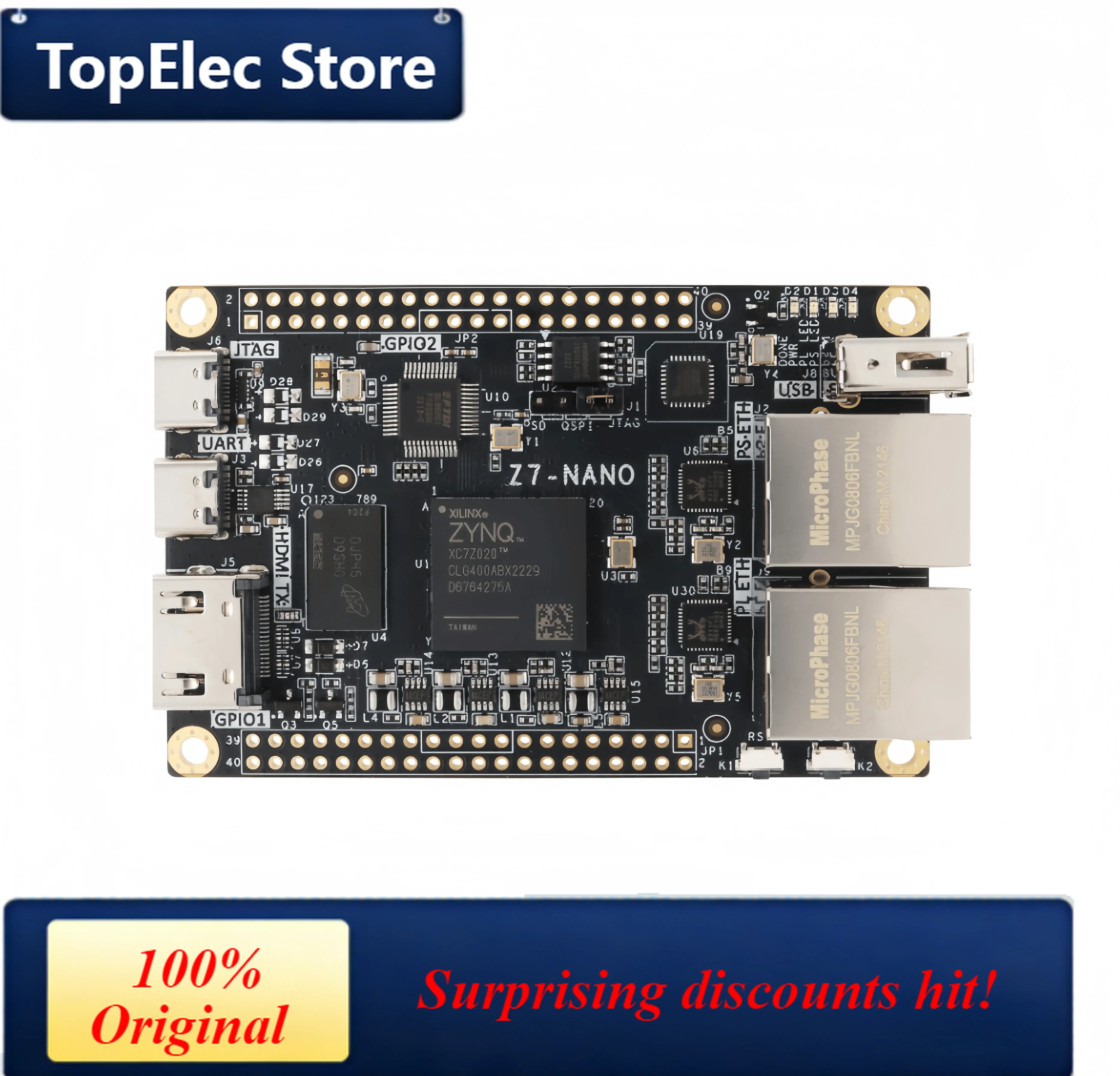 TopElec ​Z7Nano FPGA Development Board for Xilinx ZYNQ 7020 7010 Core PYNQ Dual Ethernet Ports Robotics Edge Computing
