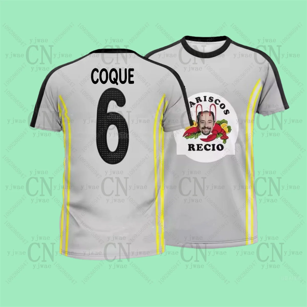 Amador & Vicente & Recio قمصان كرة القدم المأكولات البحرية الروبيان Recio تي شيرت مطبوع التجفيف السريع ملابس رياضية الصيف الرجال والنساء تي شيرت #6