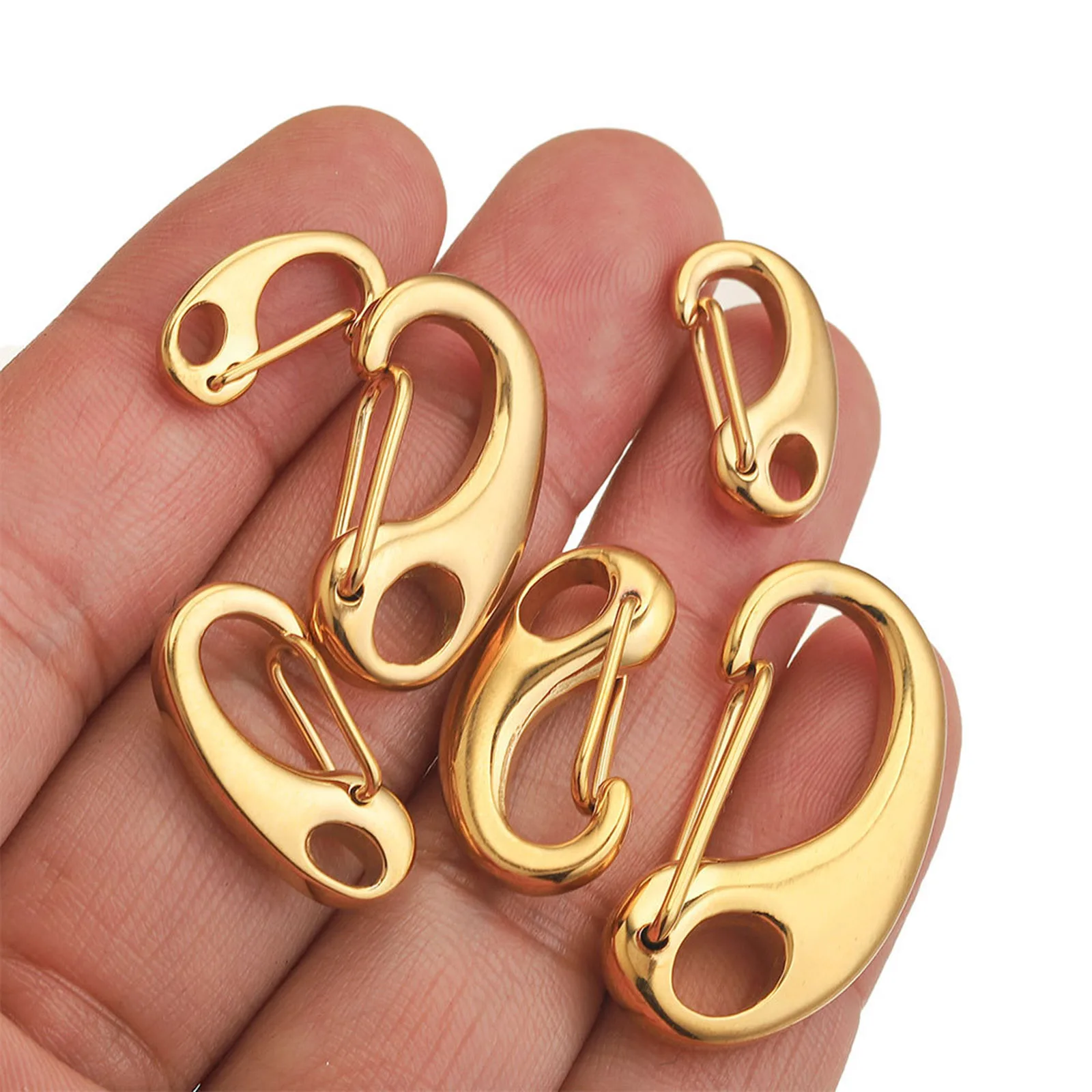 Stainless Steel D-Shaped Lobster Clasps Hooks Connectors for Bracelet Necklace Jewelry Making Sipplies Spring Carabiner Keychain