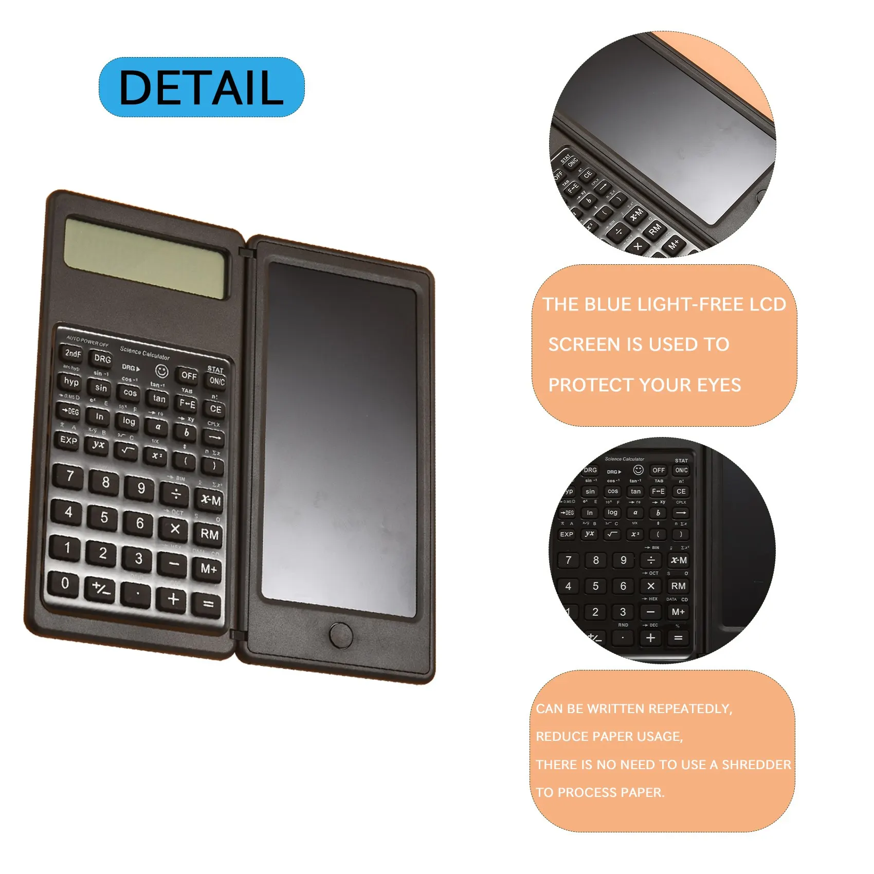 AY14 -Scientific Calculator,10-Digit LCD Engineering Calculator,With Writing Board,Suitable For High Schools