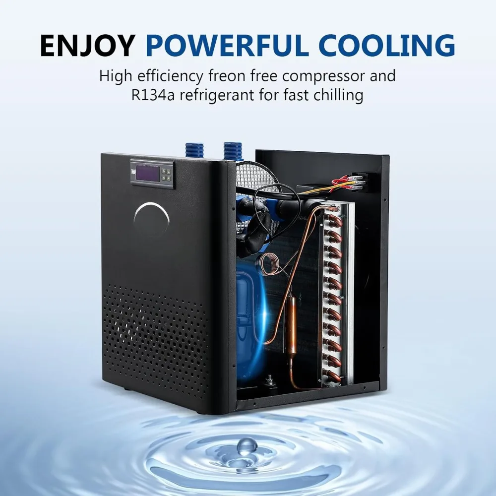 100L Aquarium Chiller 26gal 1/13 HP Water Chiller for Hydroponics System with Compressor Refrigeration Special Quiet Design