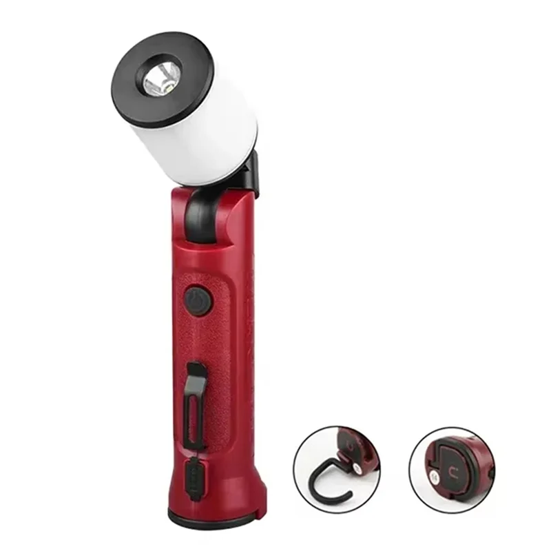 

ABAE-Emergency Repair Spotlight Folding Flashlight 180° USB Rechargeable Portable Work Lights Camping With Hanging Hook