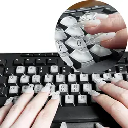 80 Pcs DIY Raised Keyboard Sticker with Letter Decals for Long Nails, Adhesive Keycap Riser for Nail Art Protective Keycap