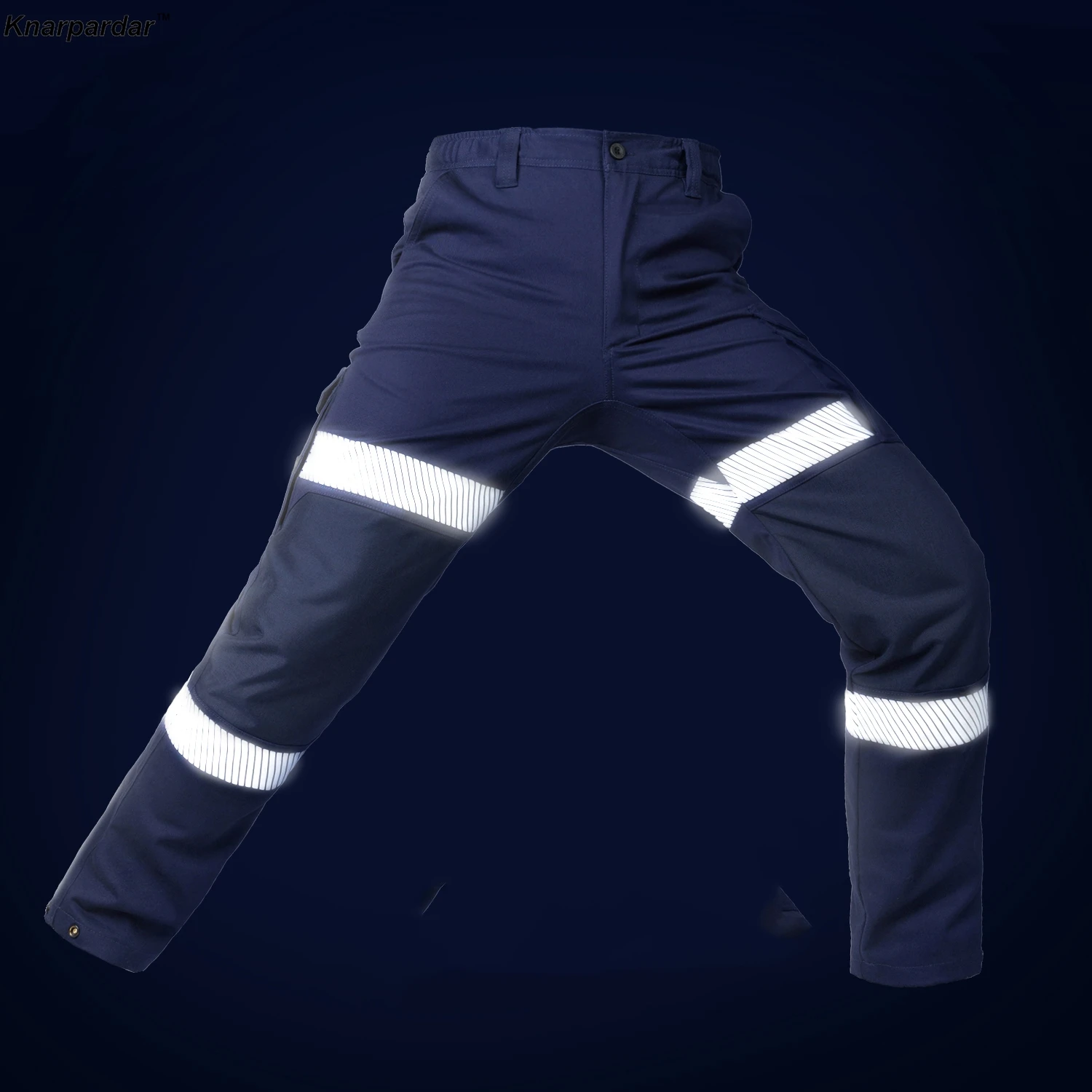 100% cotton  Men\'s Navy Blue Work Pants High-stretch work trousers multi-pocket workwear with reflective stripes