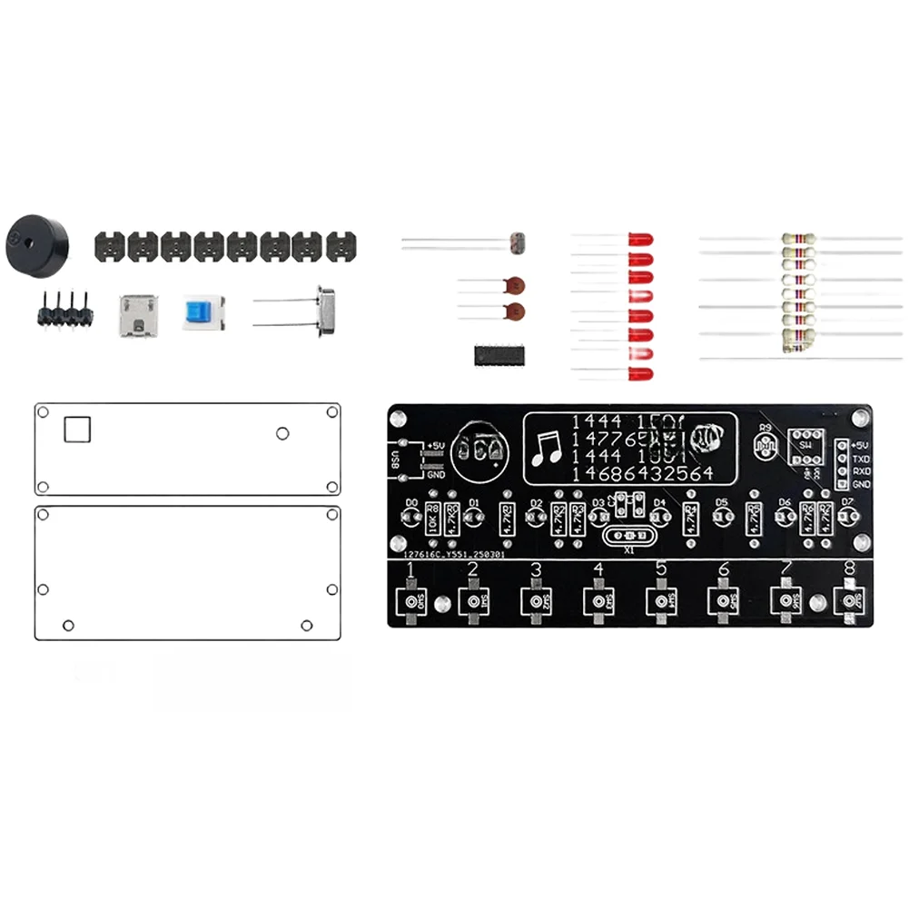 

DIY Piano Building Kit with Microcontroller Circuit 8 Tactile Keys Photoresistor Light Sensor and Adjustable Tone Volume Control