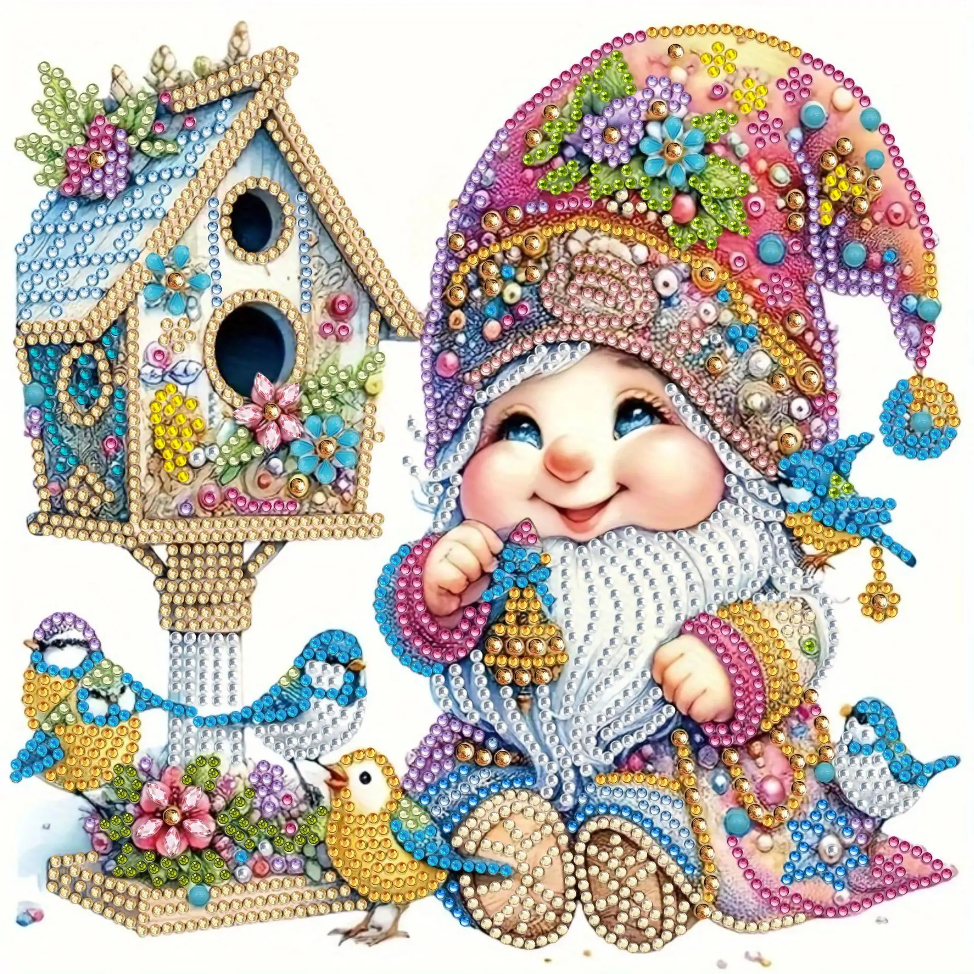 

5 D DIY Partial Special Shaped Drill Diamond Painting Cross Stitch Flower Gnome Art Craft Home Decor