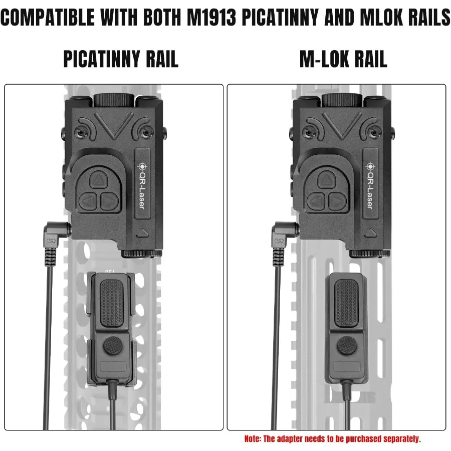 Upgraded Red Green Blue Purple Laser Sight with Infrared IR Laser Beam and 1200 Lumens Tactical Flashlight Featuring Rechargeab
