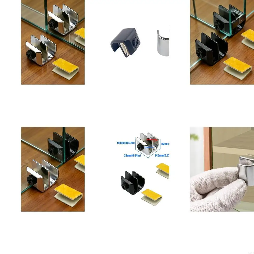 Glass Panel Handle Clamps with No-Drill Pull Design, Side Fastening Screws and Inner Inserts for Bathroom Use M4YD