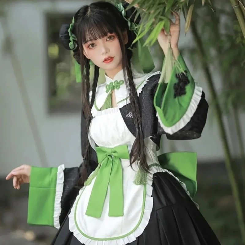 Anime Chinese Style Lolita Cosplay Costume Women Dress Maid Uniform Halloween Carnival Clothes - view 2