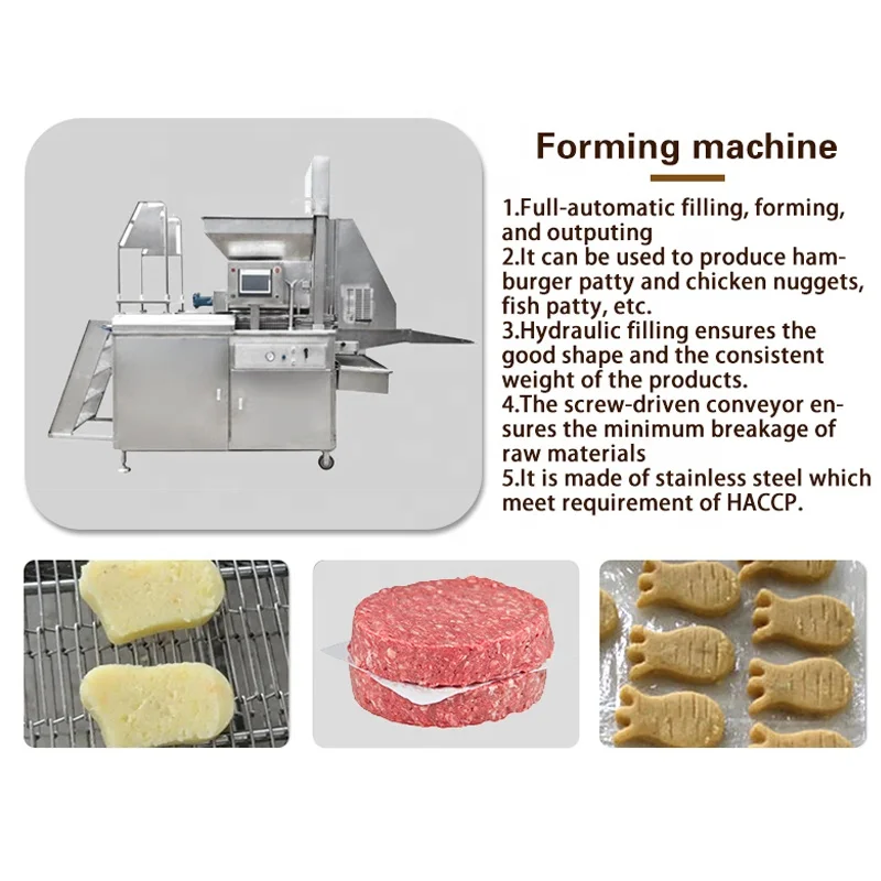 TCA Automatic Mixing Patty Burger Hamburger Patty Meat Cutlets Forming Press Burger Nugget Food Molding Making Machine