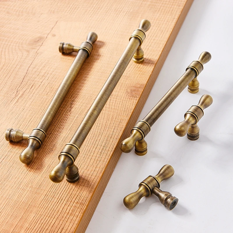Antique Solid Brass Long Handles for Furniture Luxurious Kitchen Cabinet Handles Hardware Wardrobe Bedside Table Drawer Knobs