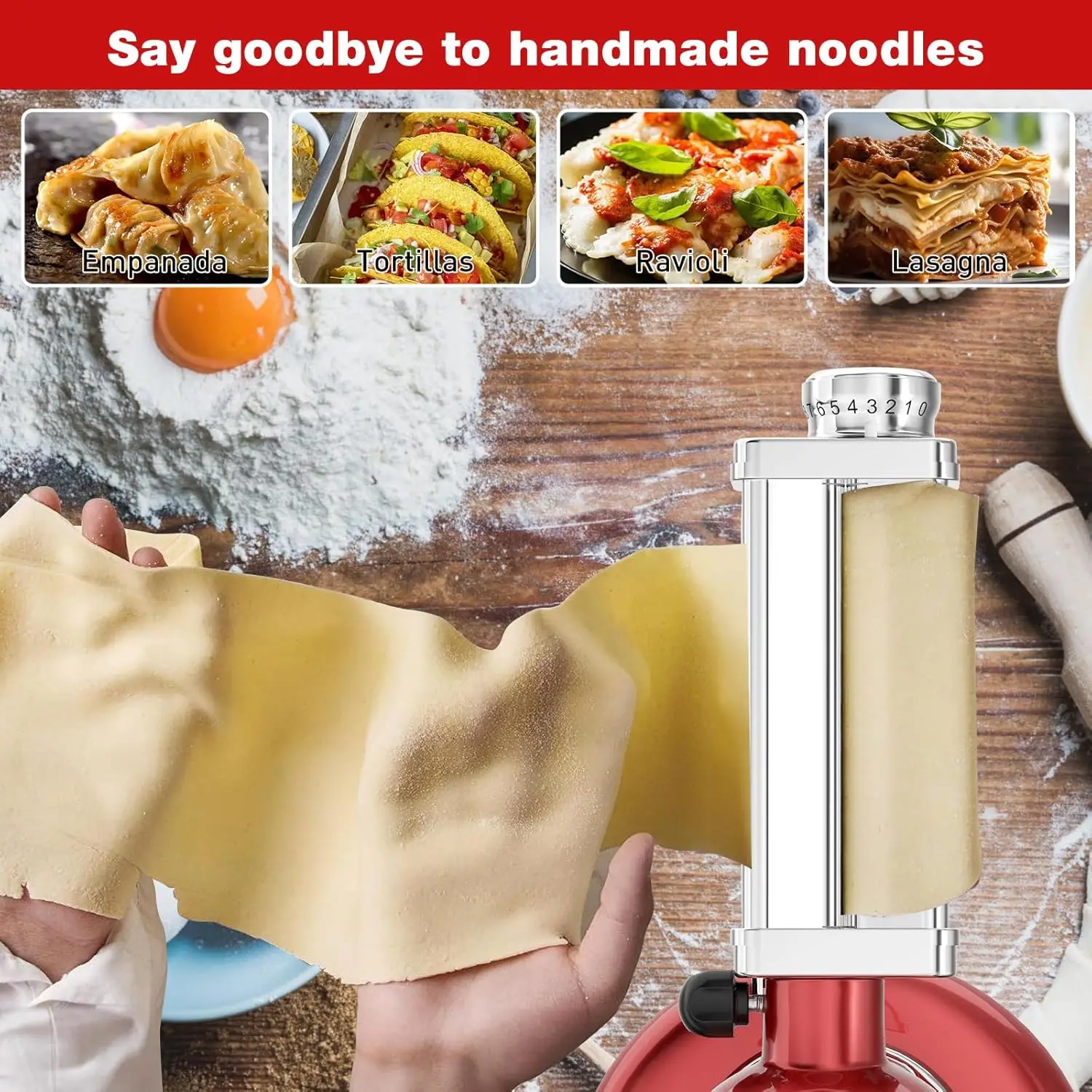 

Stainless steel Pasta Maker Attachments for all KitchenAid Stand Mixer, Pasta Sheet Roller