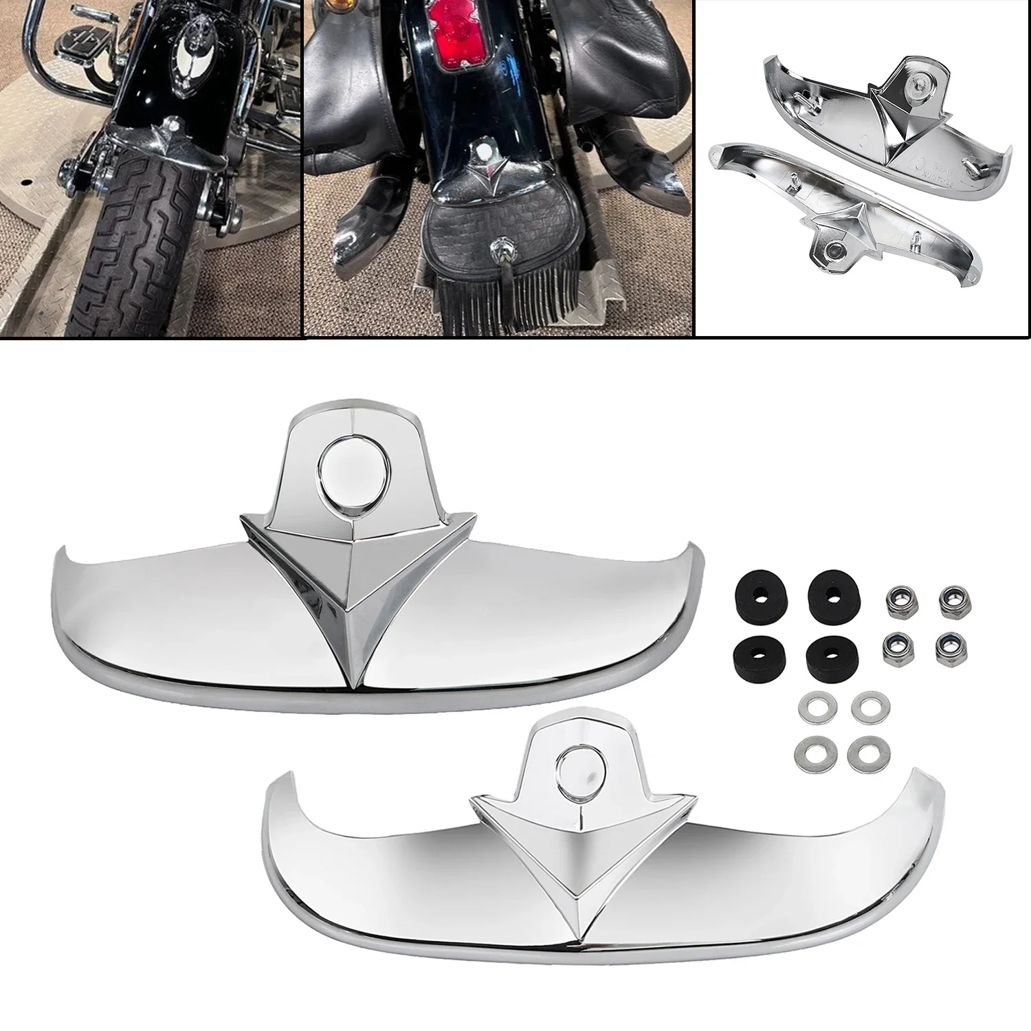 

Motorcycle Chrome Front Rear Fender Tip Set Fit For Harley Softail Heritage Springer FLSTS Classic FLSTSC EFI FLSTSCI