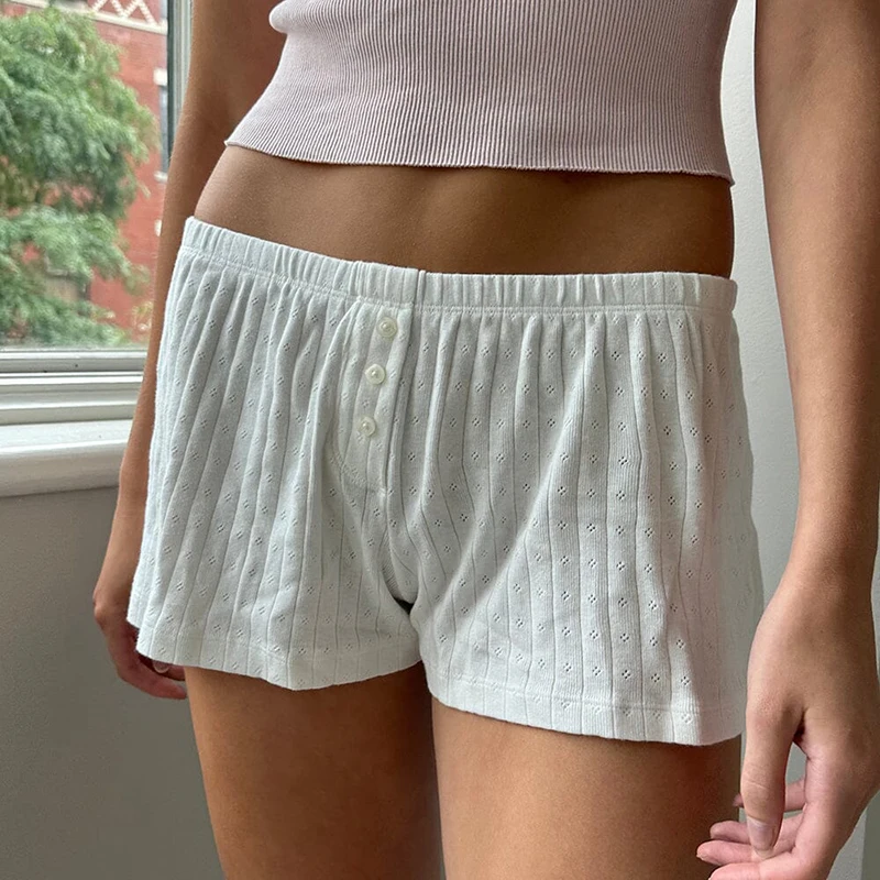 

Fairycore Cottage Vintage Women Shorts Comfy Sweatshorts Elastic Waistband Button Soft Cotton Sleepwear Buttom Y2K Loungwear