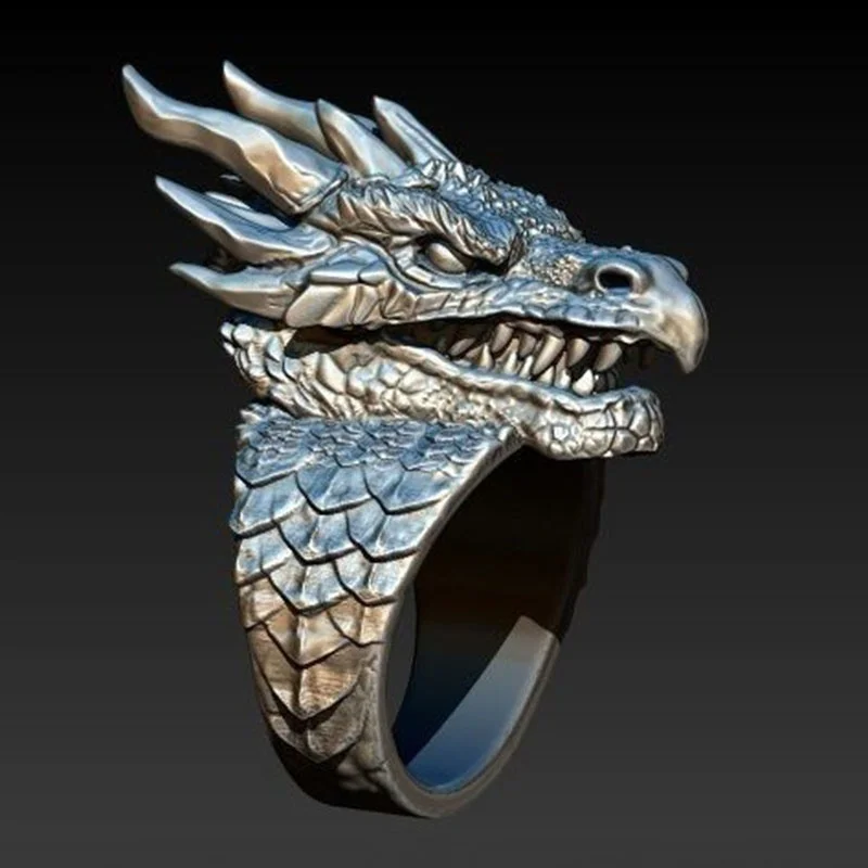 Mens Jewellery Mighty Silver Gold Dragon Head Rings for Men Vintage Biker Punk Rings Party Engagement Jewelry Gothic Accessories