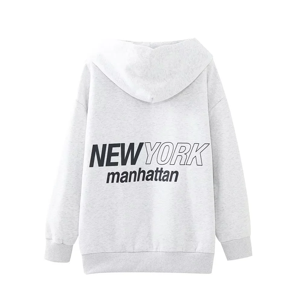 RZRA autumn and winter new kangaroo pocket with printed lettering hooded casual versatile long sleeved sports sweatshirt