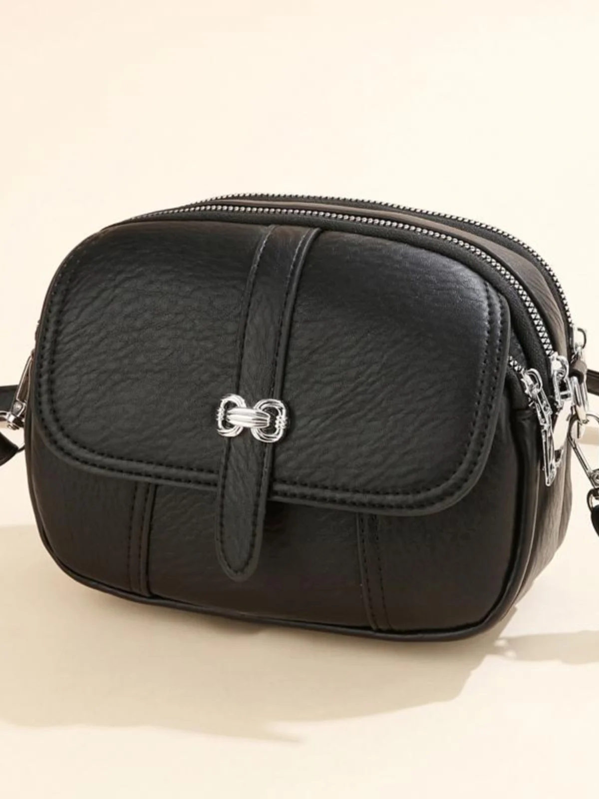 

Faionable Leather oulder Bag Women's Crossbody round Bag Versatile High-End Feel Handbag Soft PU Material Zipper Clo...