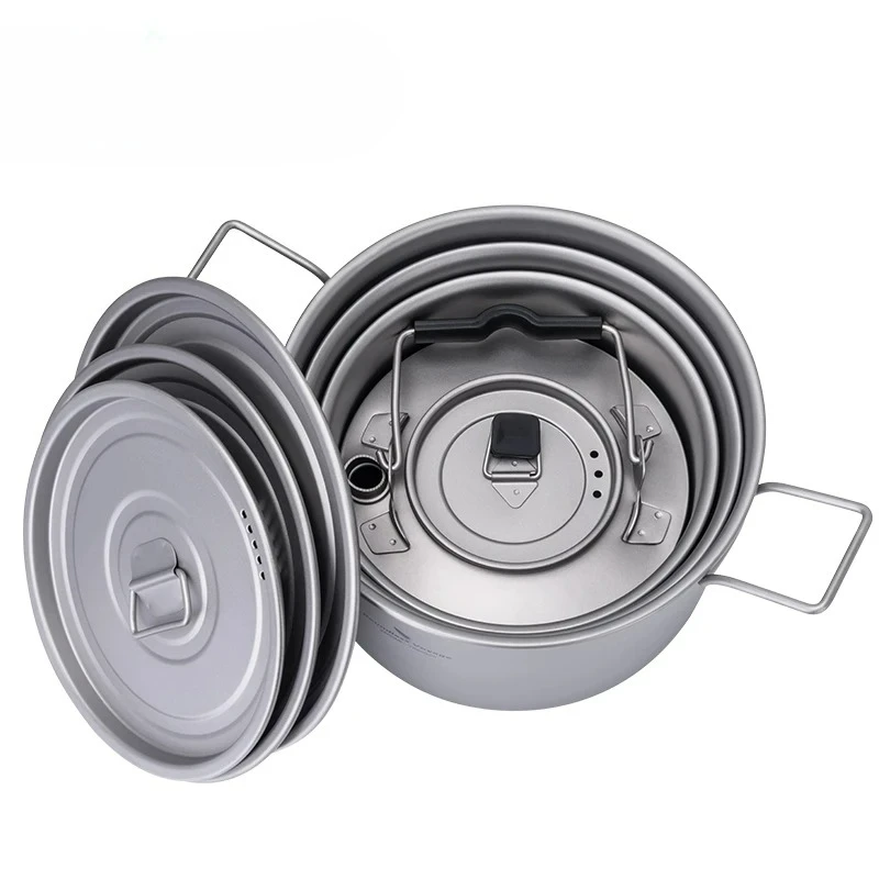 

Настраиваемый титановый горшок Boundless Voyage 1,2 л 1,8 л 2,4 л 0,7 л, чайник для кемпинга, посуда для улицы, портативный штабелируемый сверхлегкий Coo