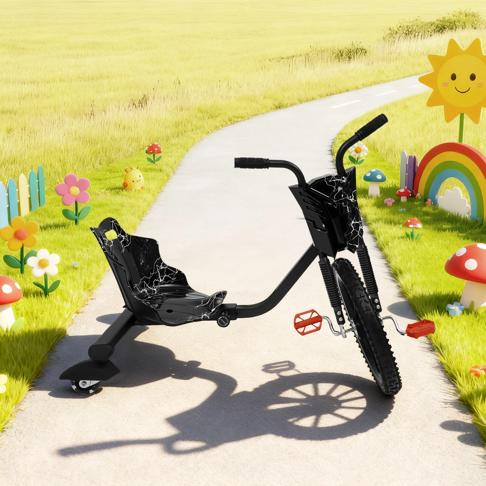 Image of Rad-Drift-Trike mit Leuchträdern, verstellbarer Rennsitz für spannende Drifts und Spins, rutschfeste Pedale