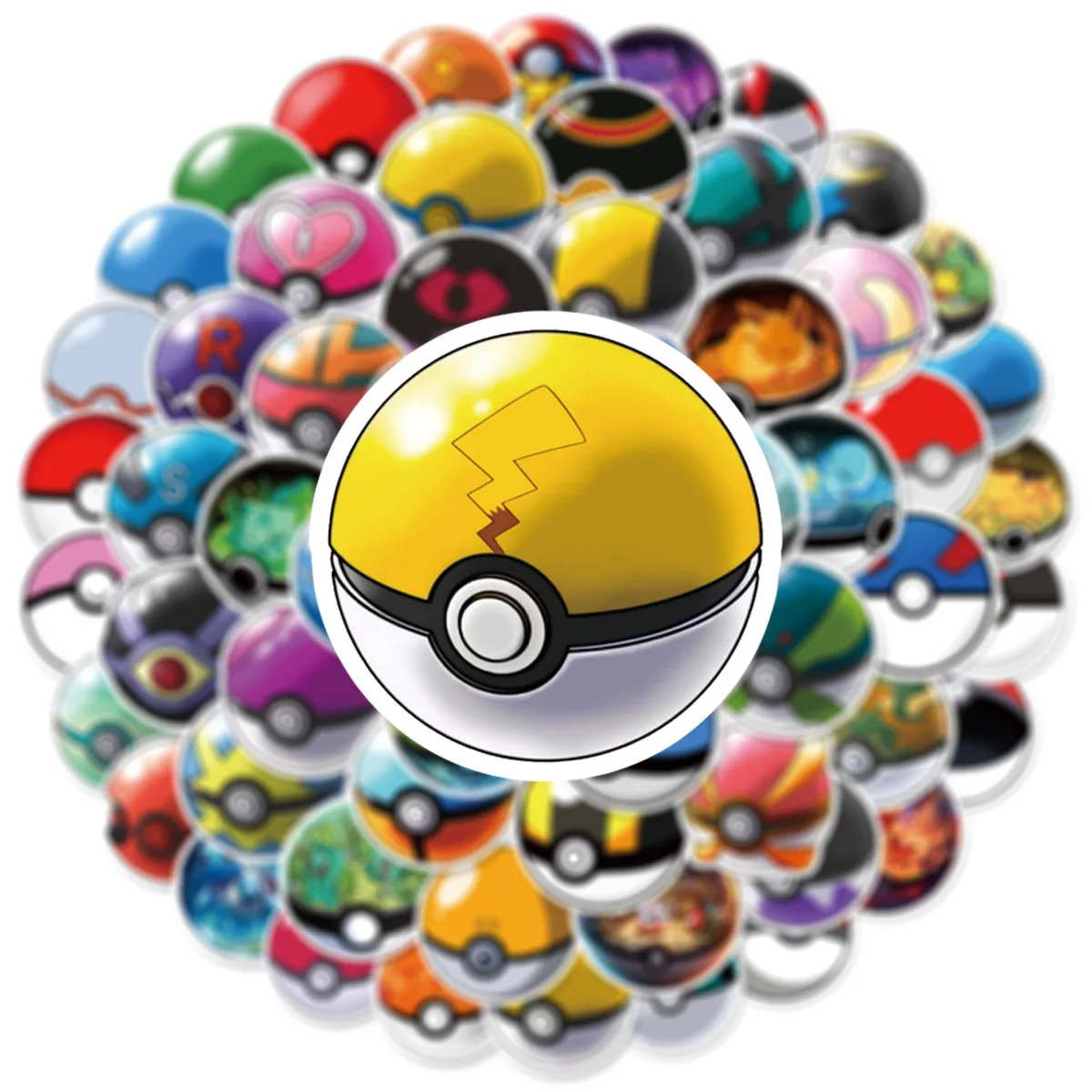 10/30/60PCS Cartoon Pokémon Ball Anime Sticker DIY Decoration Waterproof Skateboard Notebook Graffiti Toy