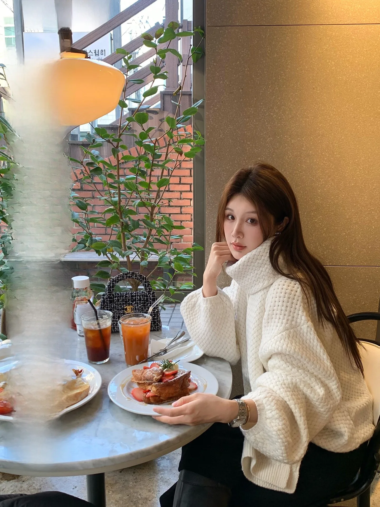 

Свободный вязаный свитер с круглым вырезом и рукавами-фонариками, фактурный, удобный, в стиле кэжуал, женский, с длинными рукавами, зимний, модный, простой фасон