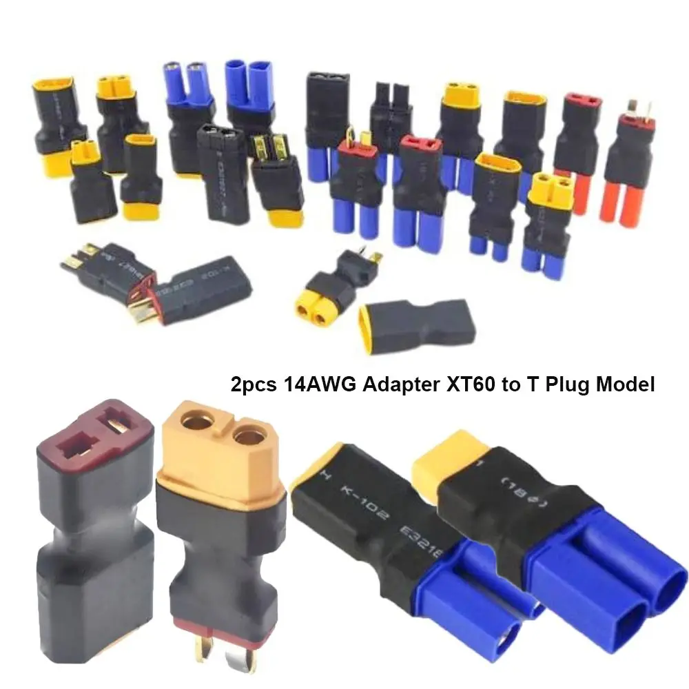 

Multifunctional Adapter XT60 to T Plug Model 14AWG XT90 EC3 Airplane Battery Revolving Plastic for 2pcs
