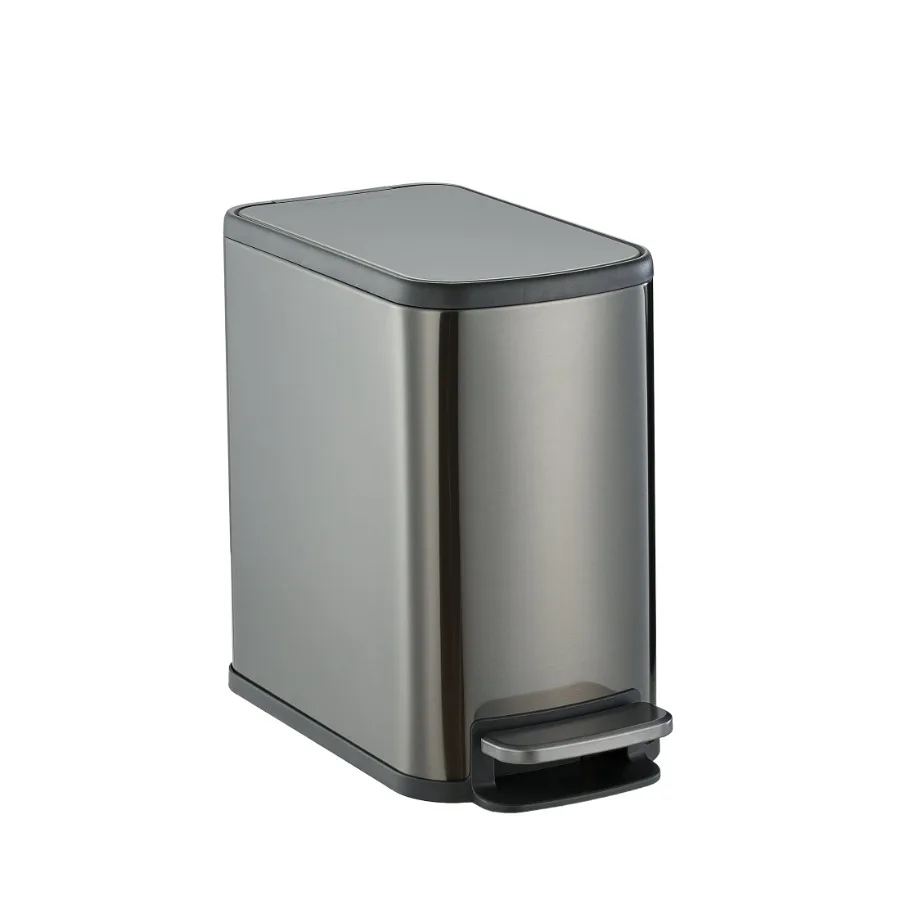 

Simpli-Magic 1.6 Gallon Stainless Steel Bathroom Trash Can with Lid Compact Step Pedal Garbage Bin Gunmetal