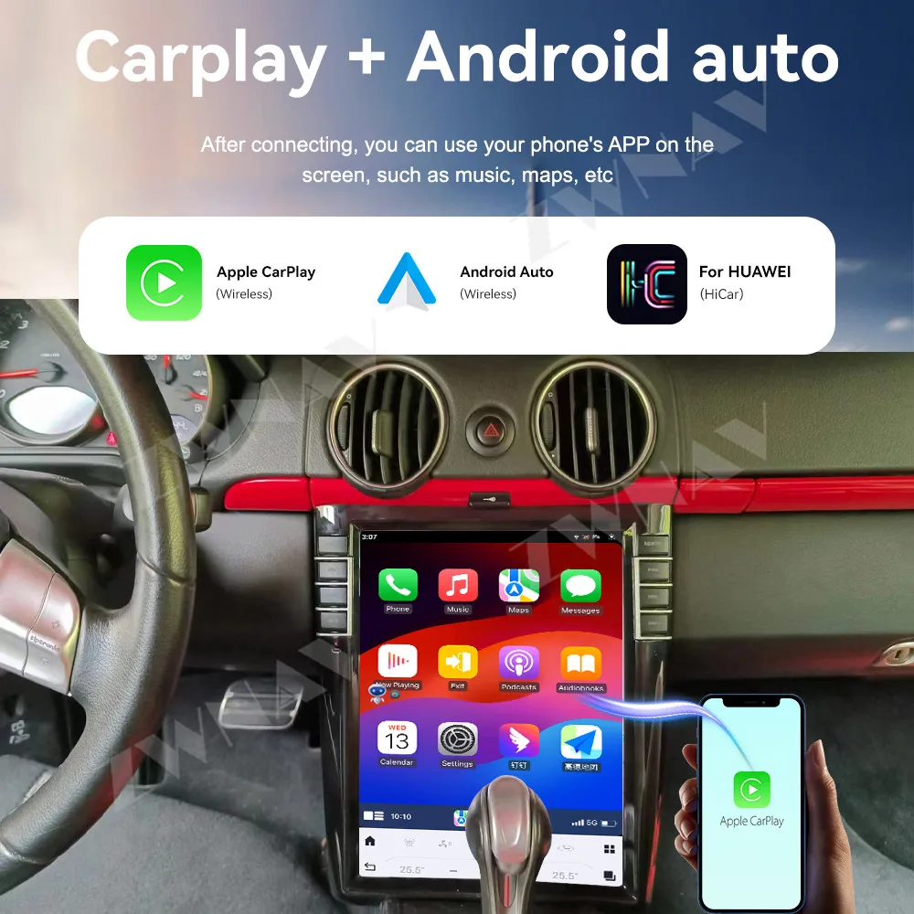 

12,1-дюймовый сенсорный экран для Porsche Cayman 2003-2012 Android 14 GPS-навигация WIFI Carplay Автомобильный мультимедийный плеер Головное устройство Auto