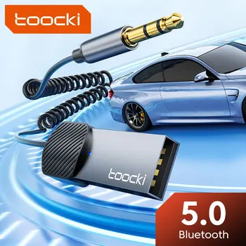 Toocki AUX 블루투스 자동차 어댑터 동글 케이블, 자동차 태블릿용, 블루투스 리시버 5 USB 3.5mm 잭 스피커, 오디오 음악 리시버