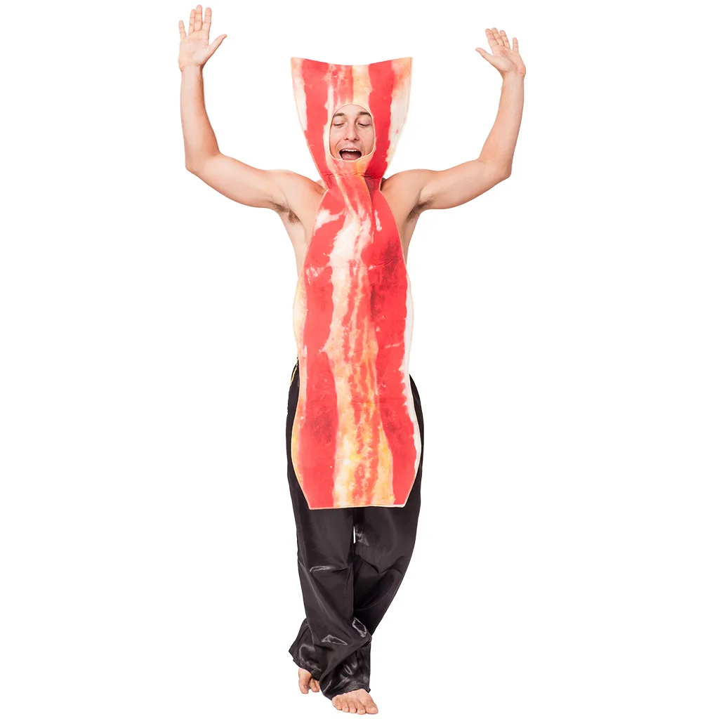 Costume de cosplay de Noël drôle de nourriture pour hommes adultes, tunique d'Halloween, baconique, fête de carnaval