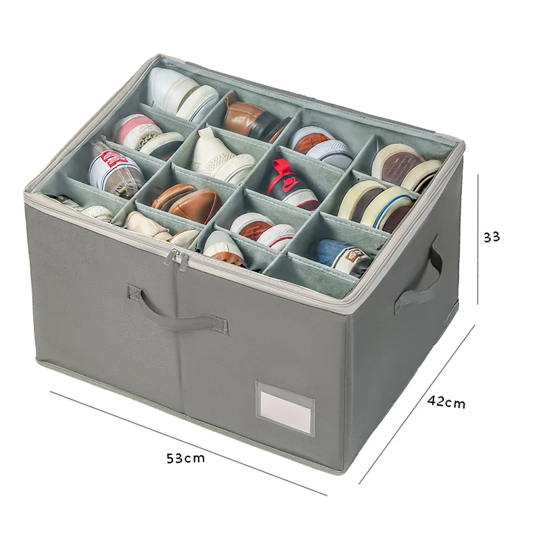 Wardrobe Shoes Storage Rack 16 Pairs of Shoes Large Capacity Storage Container Foldable with Reinforced Handle