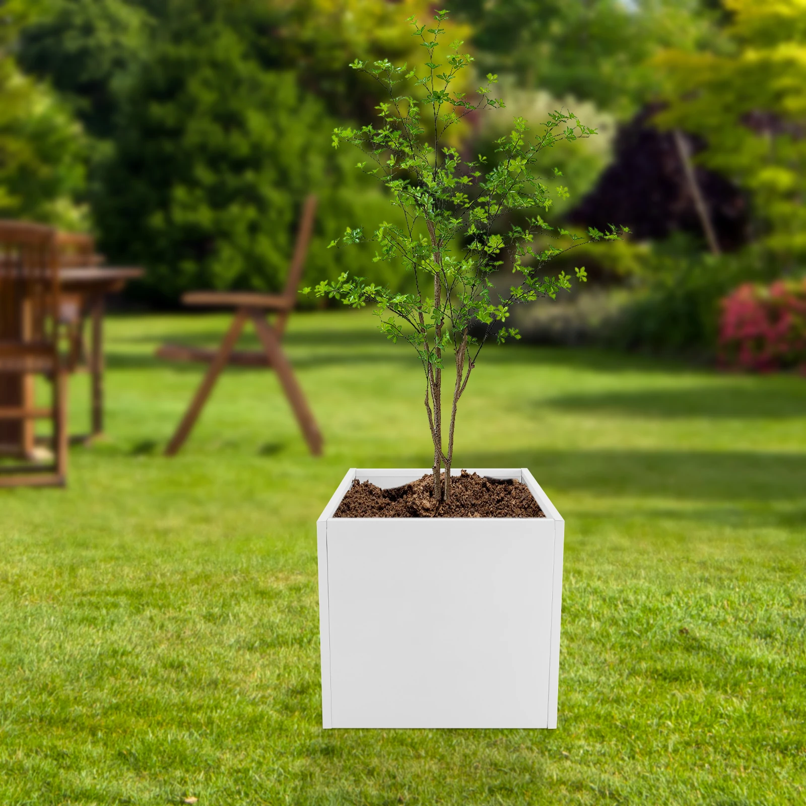 

Outdoor Flower Boxes, Garden Flower Boxes, Square Planter Box,, Easy Install Flower Boxes, Metal Steel Flower, Large Capacity Flower Garden Boxes for Balconies, Backyards, Terraces, Patios, Road Greenery and Parks