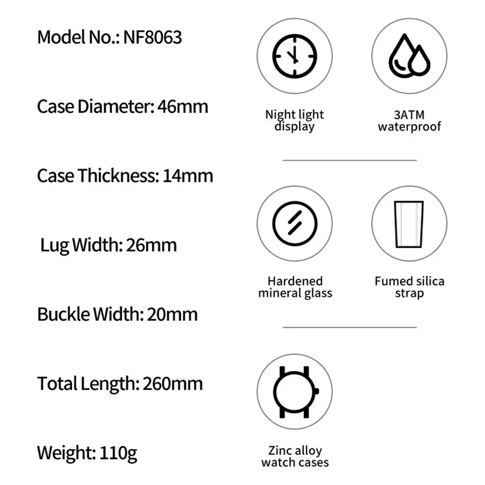NAVIFORCE 8063 Top Brand Men Quartz Watch Multifunction Sport Chronograph 3ATM Waterproof Wrist Watch Clock Relogio Masculino