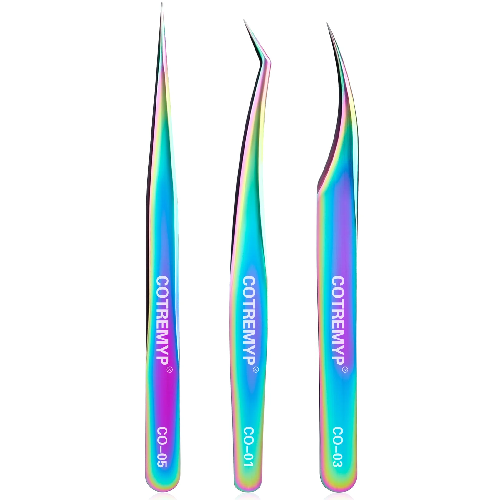 Professional lash tweezers fiber tip sets High Quality Colorful titanium False Eyelashes Extension Tweezer for Volume Fans Tools